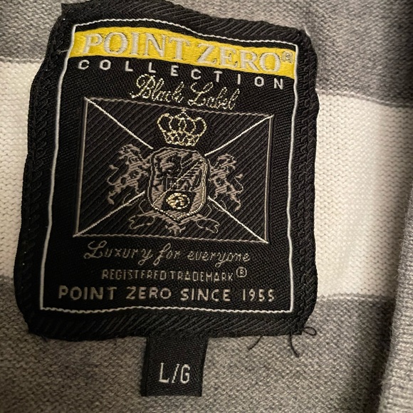 💙Men’s Point Zero Black label Large Grey & White Striped Pullover V Neck. - Picture 3 of 10